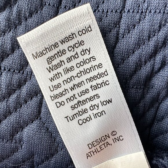 Athleta Jacquard Elevation Quilted Pullover Navy Blue Sweatshirt Womens Medium - Picture 9 of 9